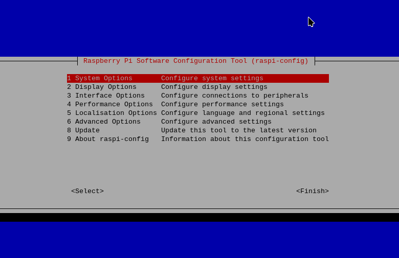 menú de sudo raspi-config